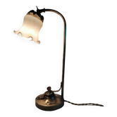 Brass lamp with art deco pearly opaline