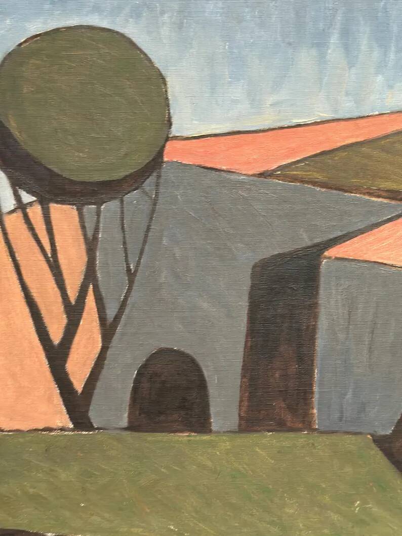 Large Original Swedish Oil on Canvas – "Spansk By" by Emil Clahr (1905–1983) – Signed – 1961 – Vintage & Framed