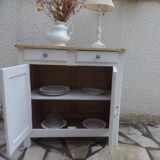Vintage Parisian buffet re-enchanted in pearl grey, wooden top.