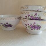 Set de 4 bols décor violettes en porcelaine