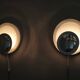 Pair of Italian Space Age Chrome and White Wall Lights, 1970s