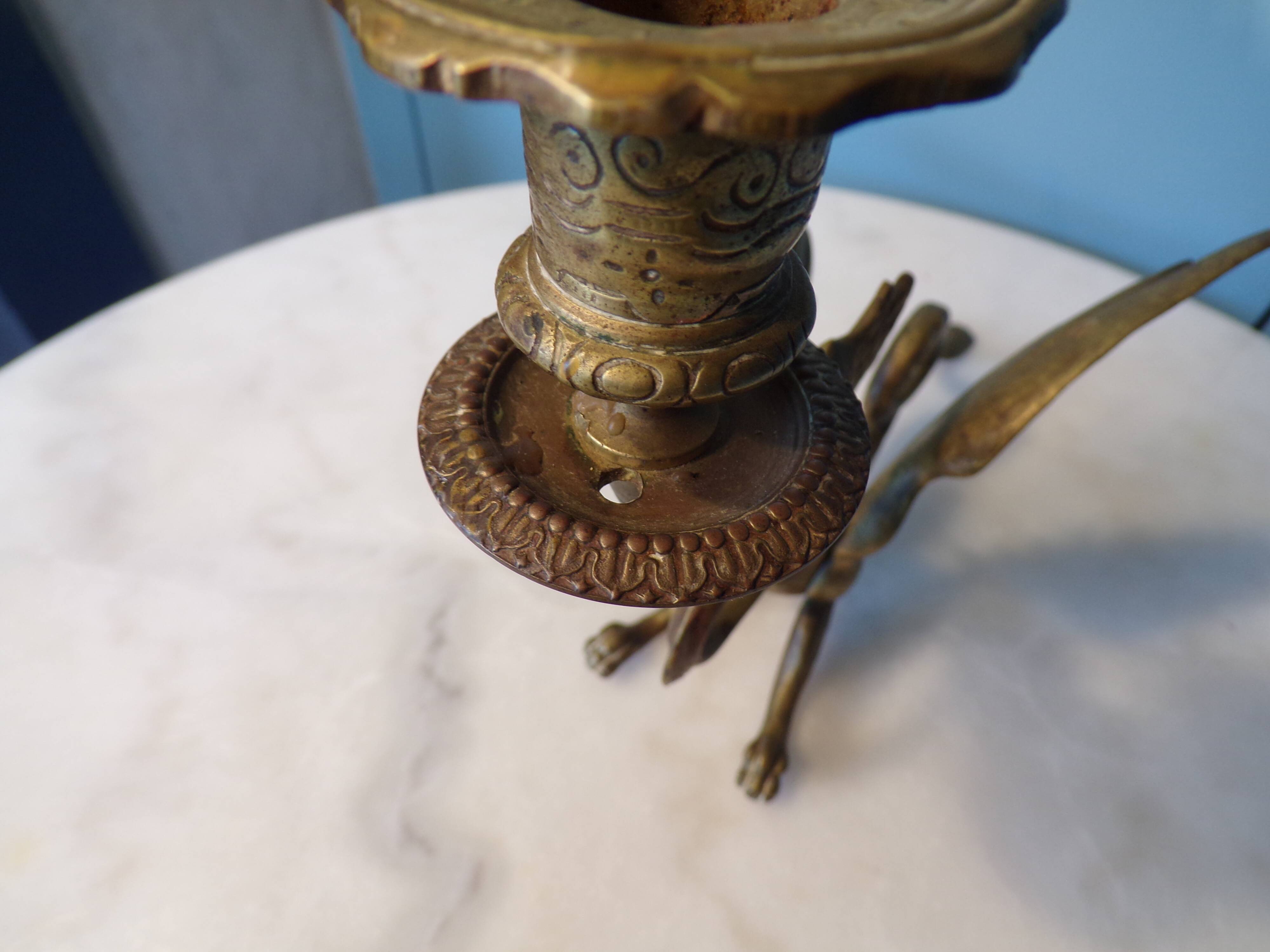 19th century bronze chimera candlestick
