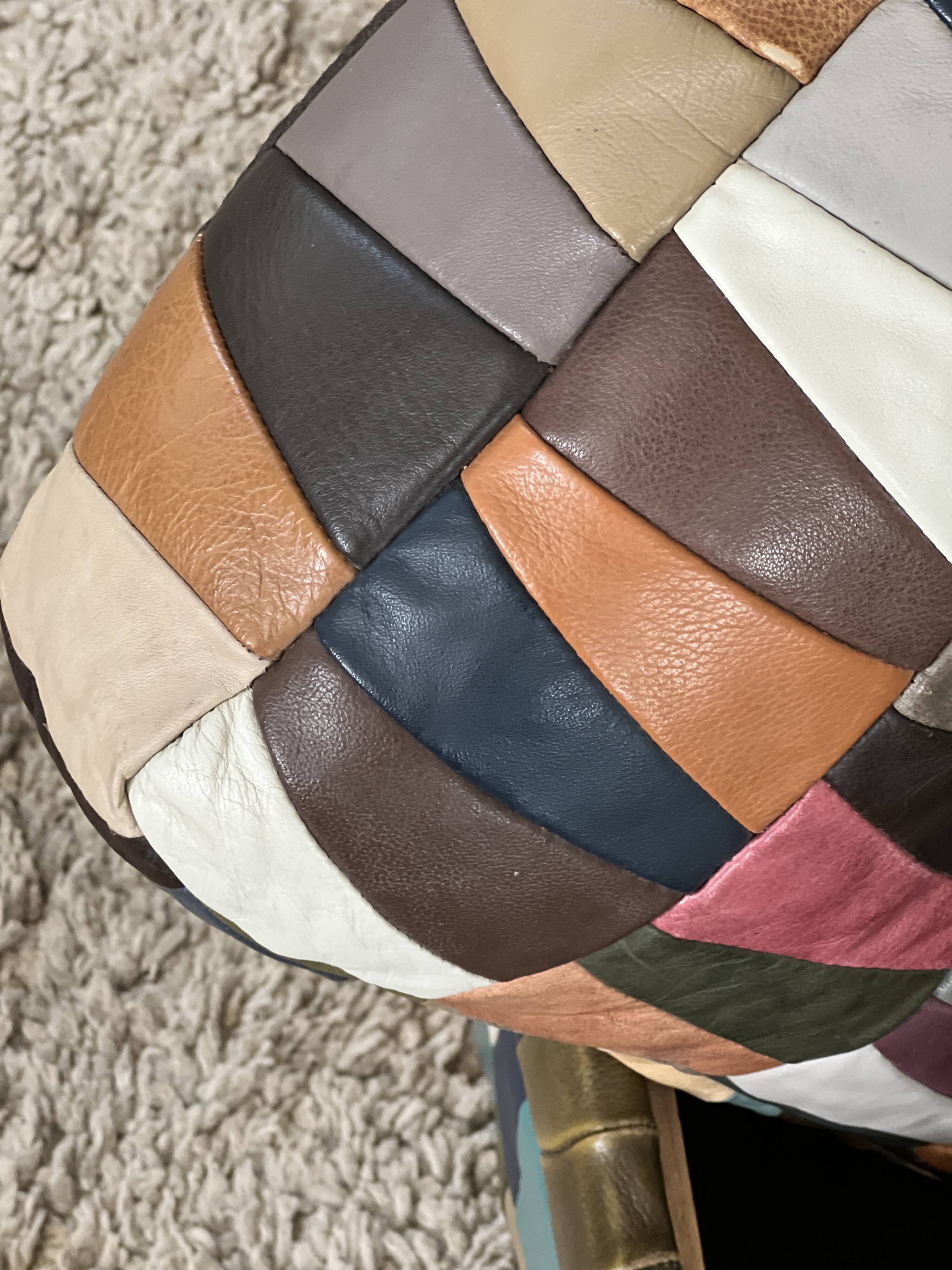 Pouf/chest or Ottoman “Harlequin” leather 1970