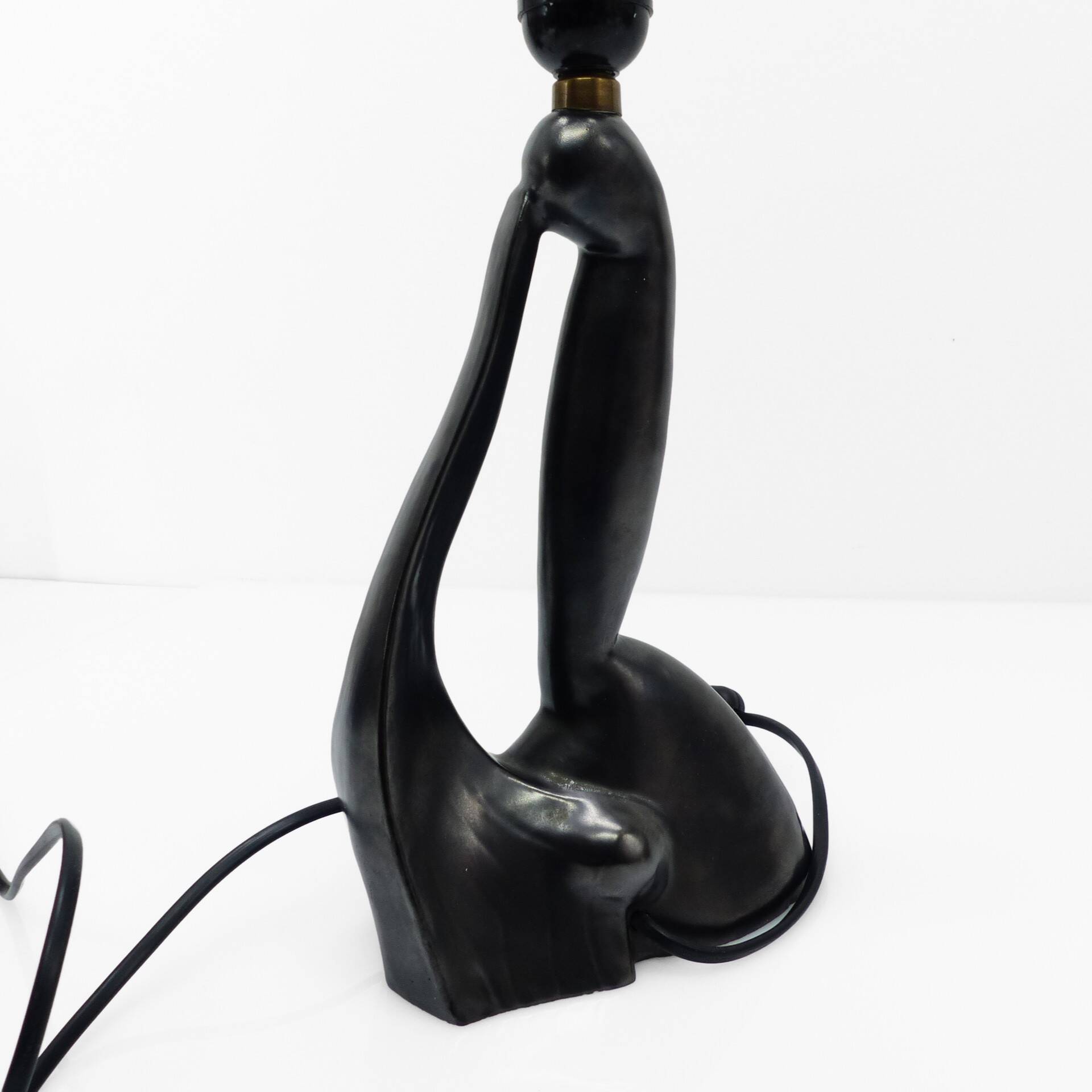 Anthropomorphic sculptural lamp base in black ceramic, Gil Agnoloni, I