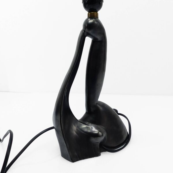 Pied de lampe sculptural anthropomorphe en céramique noire, Gil Agnoloni, I