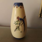 Vase art déco signé , décor oiseau de paradis