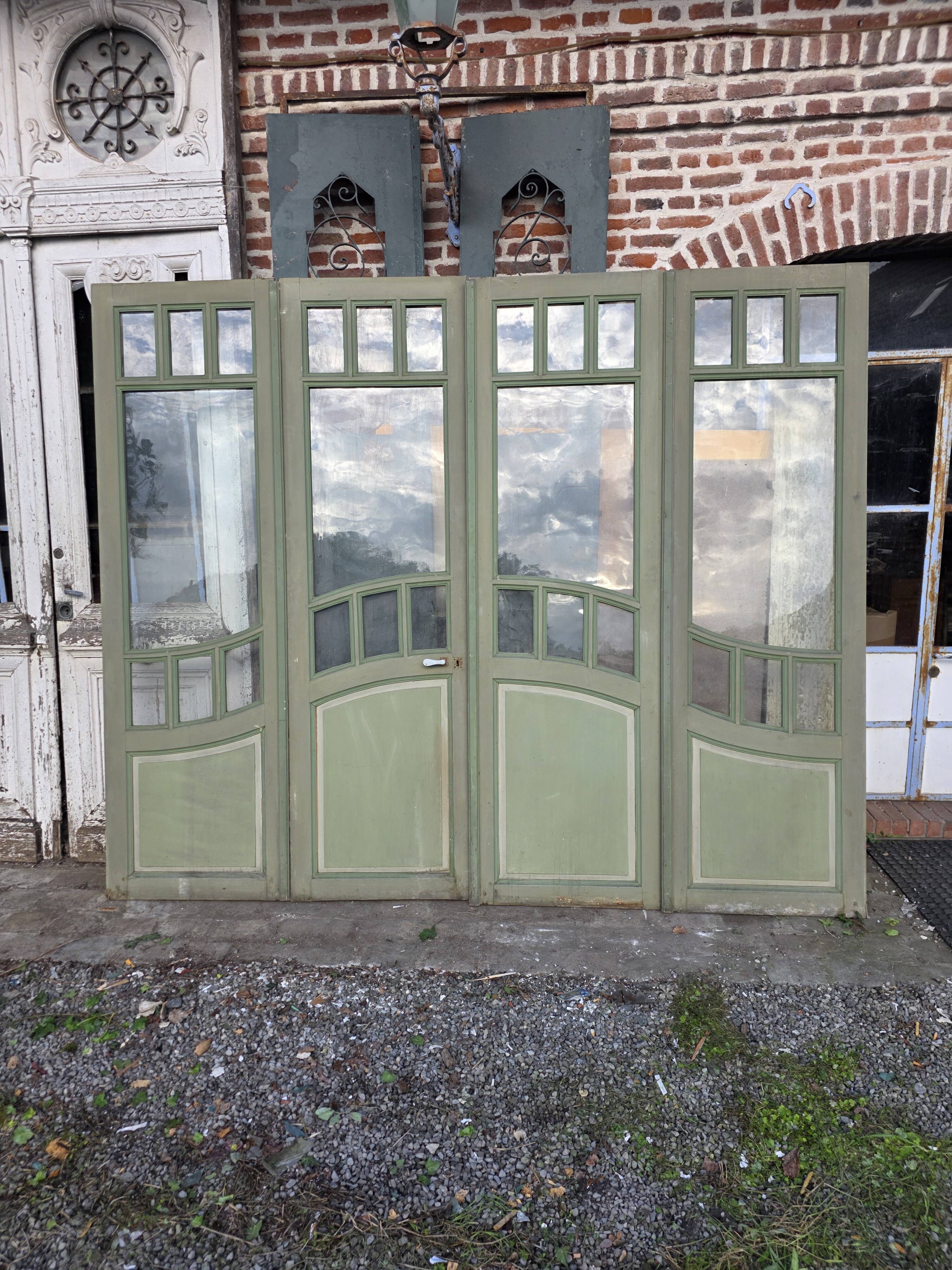 4 Art Nouveau partition doors + transom