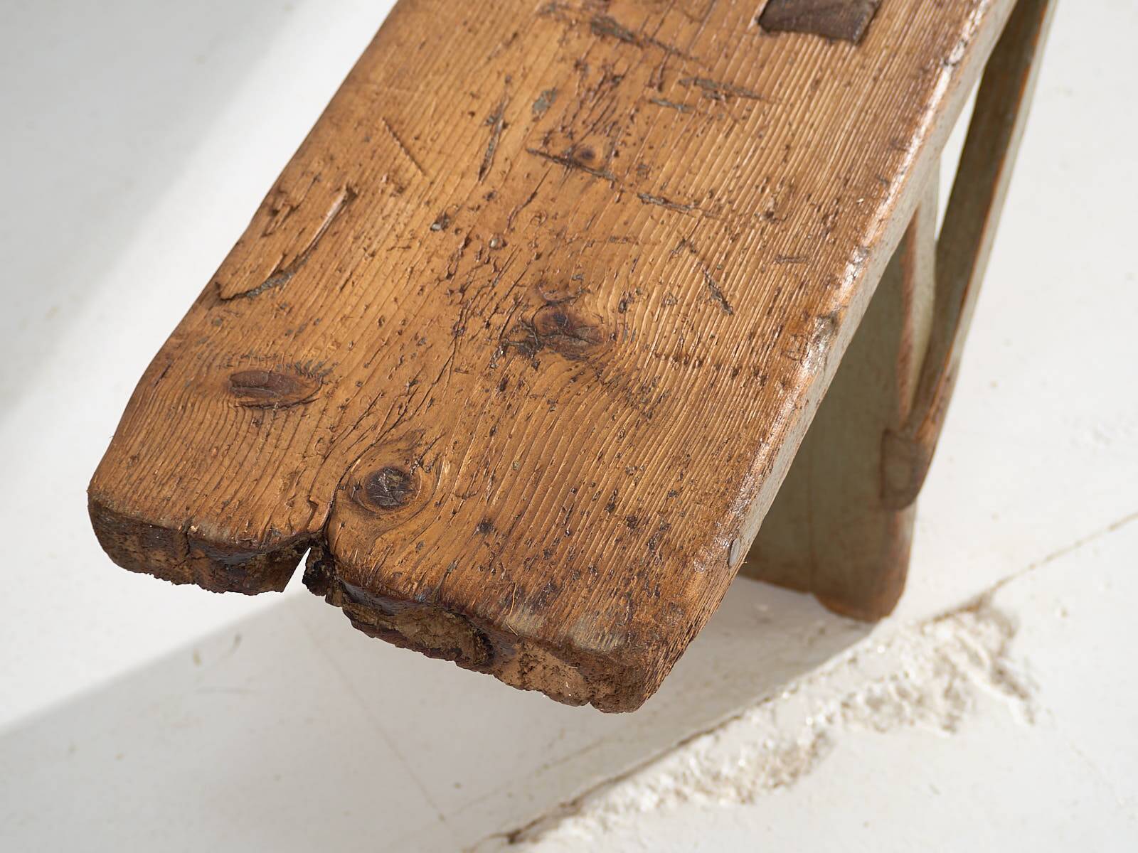 Antique green solid wood bench (c.1920) #26