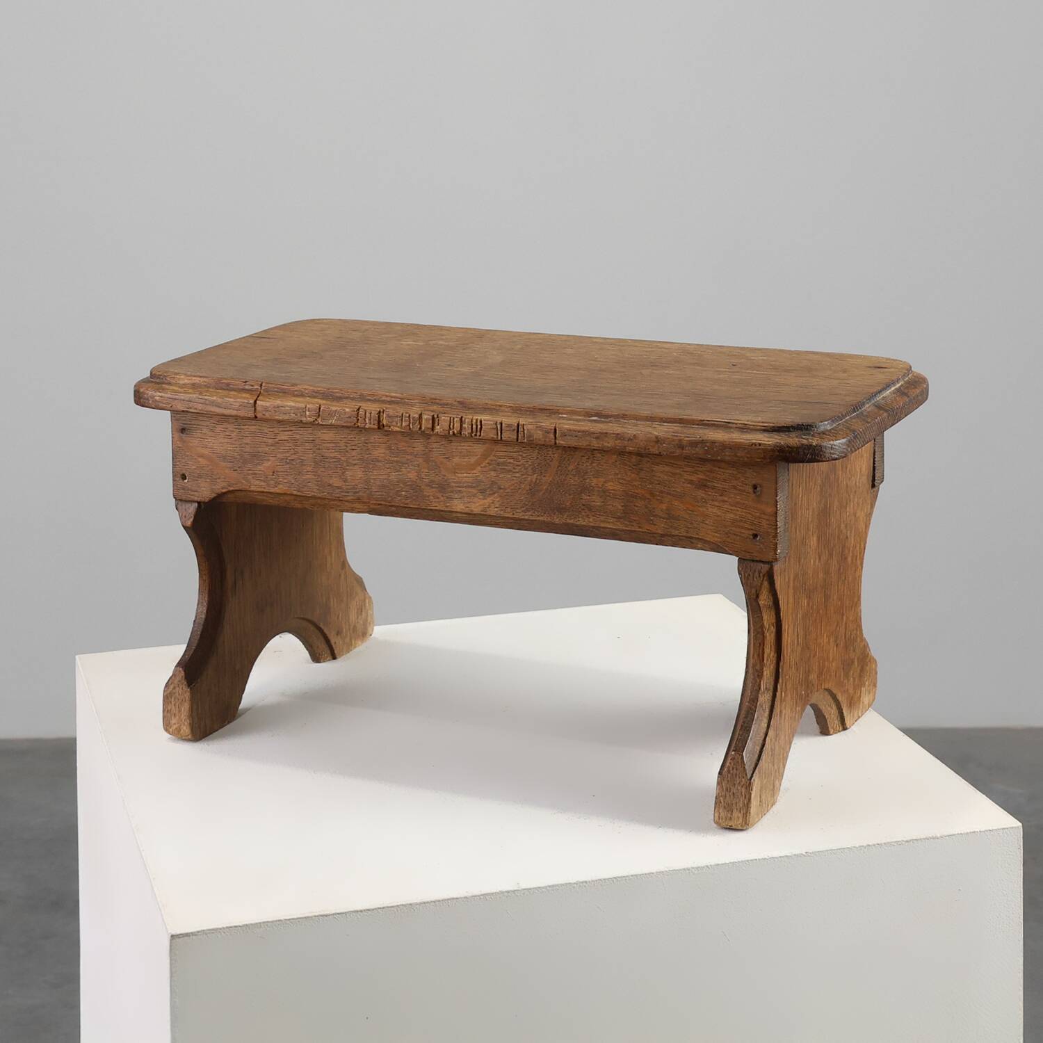 French Provincial Small 19th century rustic oak bench, France