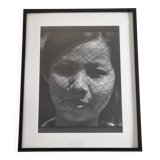 Vintage black and white photography, portrait, original framed print 42x52 cm.