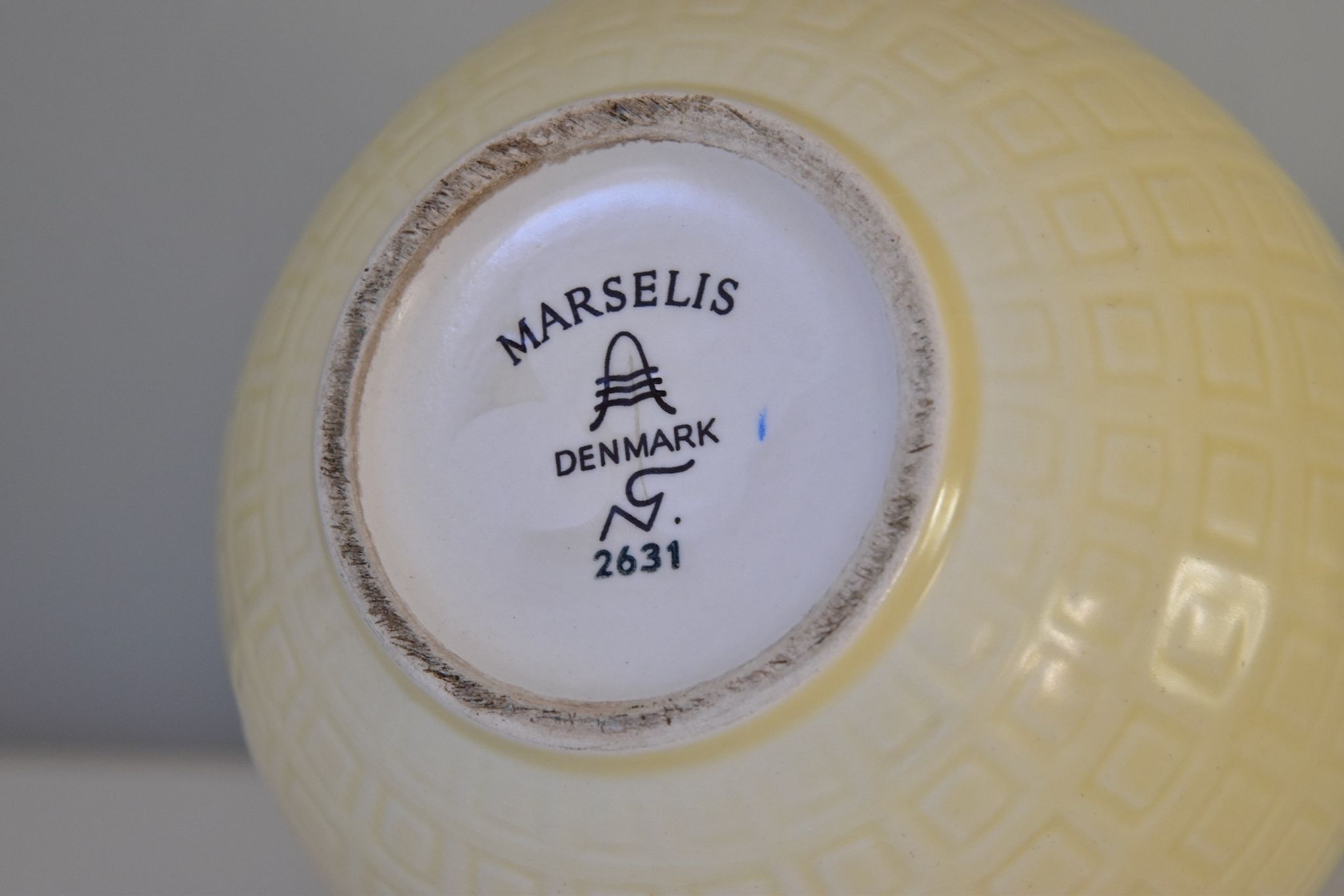 Set of two Nils Thorsson Yellow Faience Marselis Vase Aluminia Royal Copenhagen