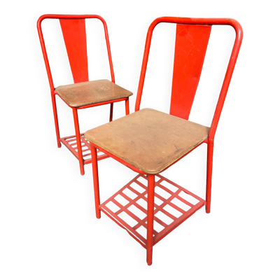 Paire chaises table de nuit Tolix