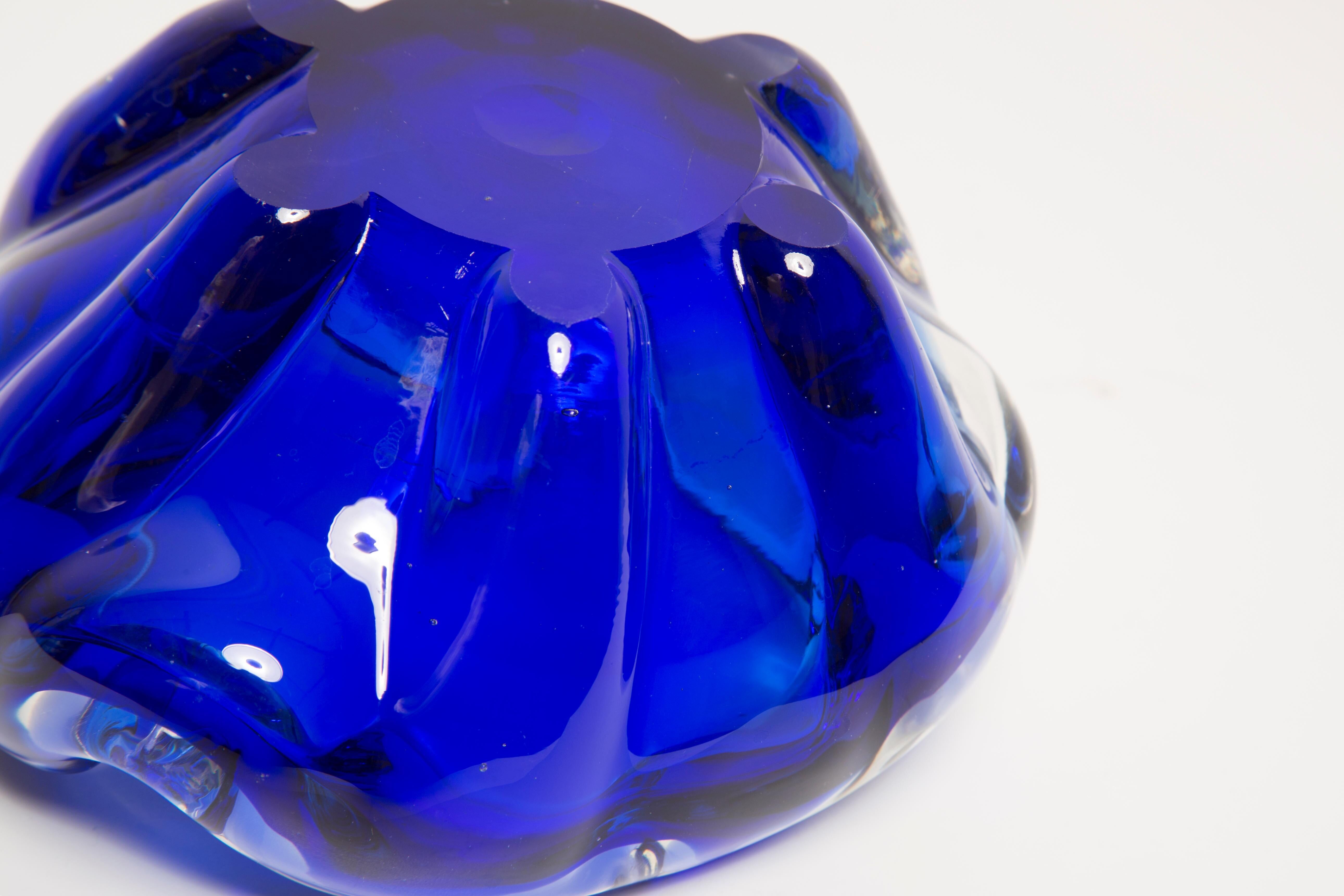 Mid-century blue Murano glass ashtray, Italy, 1970s
