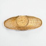 XXL - Oblong wicker basket with vintage handles 60s wicker boat basket