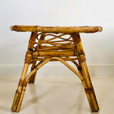 Oval rattan coffee table, Italy 50s