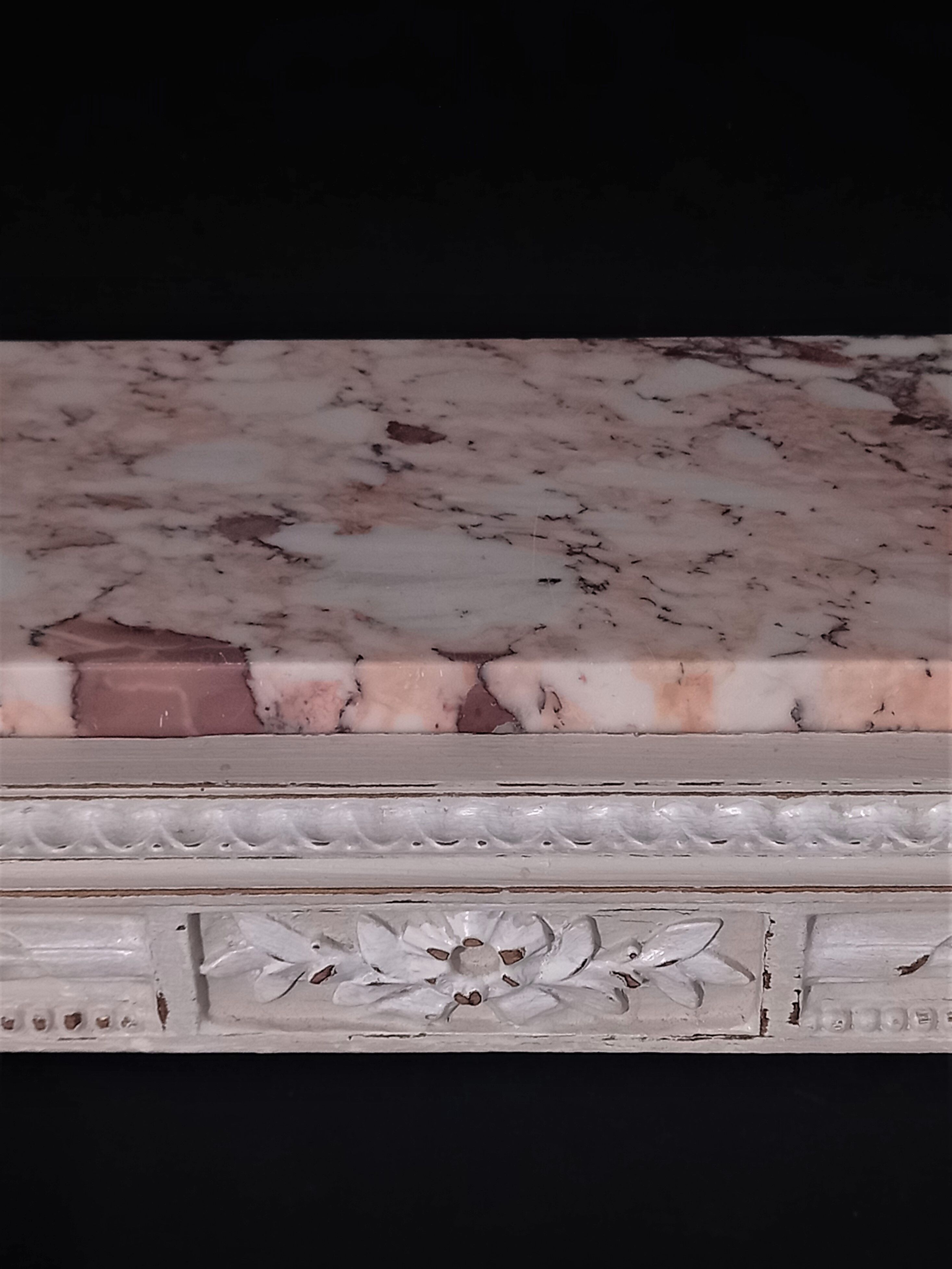White wall lamp console Louis XVI style with pink marble top