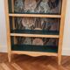 Renovated green cedar wood bookshelf