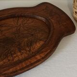 Vintage oak top engraved parrots