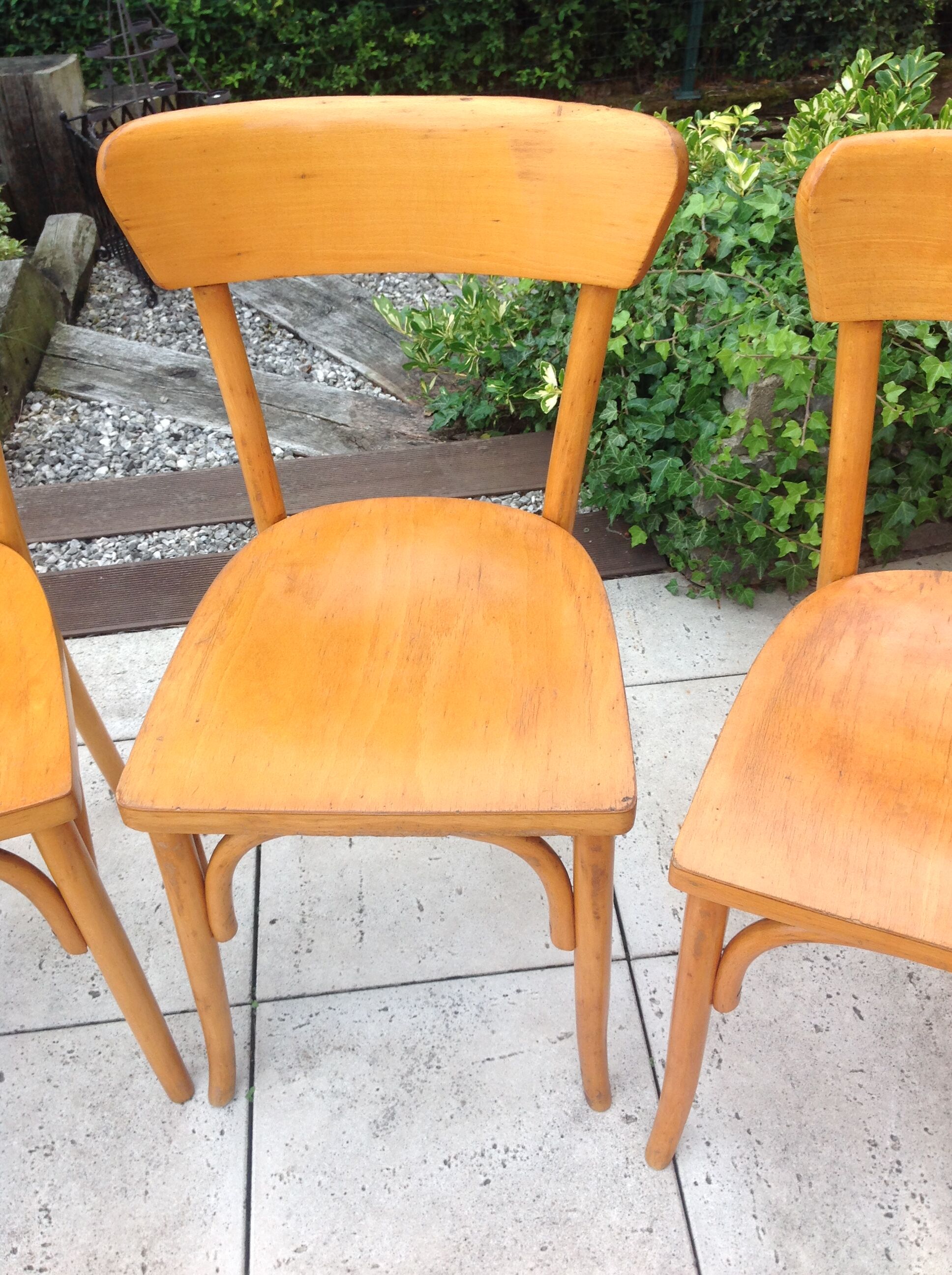 Suite of five bistro chairs feet with hoops / vintage 50s-60s