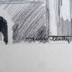 Uzerche, original black chalk drawing by Jean Villette (1913-2005)