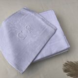 10 old damask and monogrammed napkins