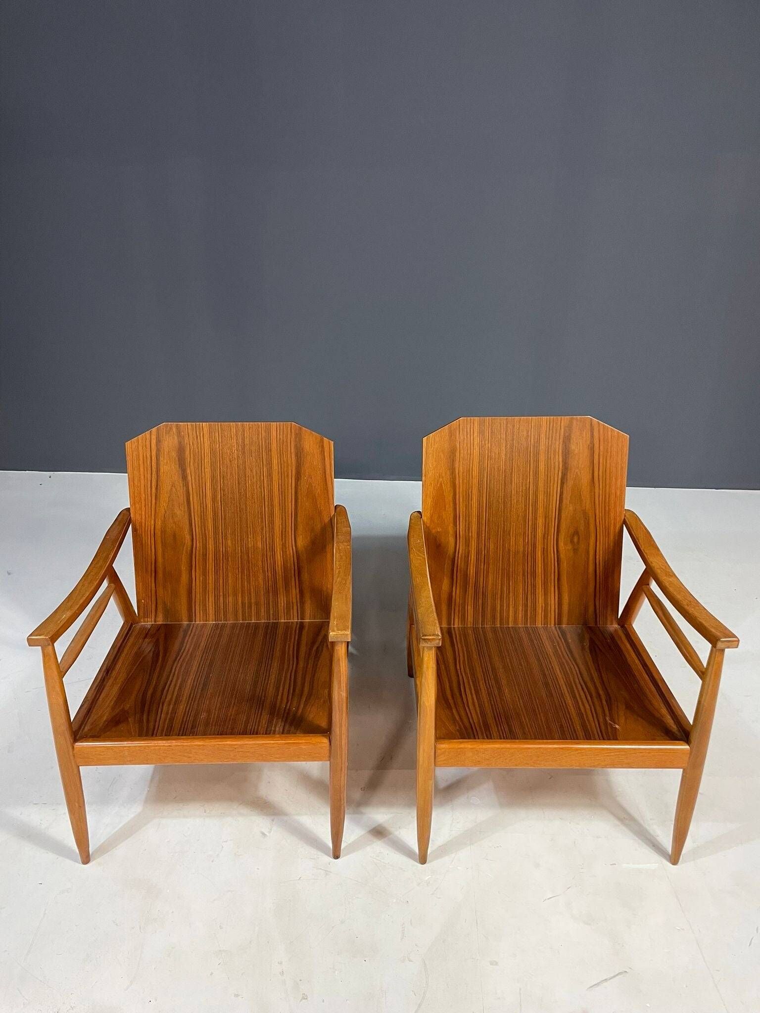 Pair of lounge armchairs mid century modern upholstered 1960s Czechoslovaki