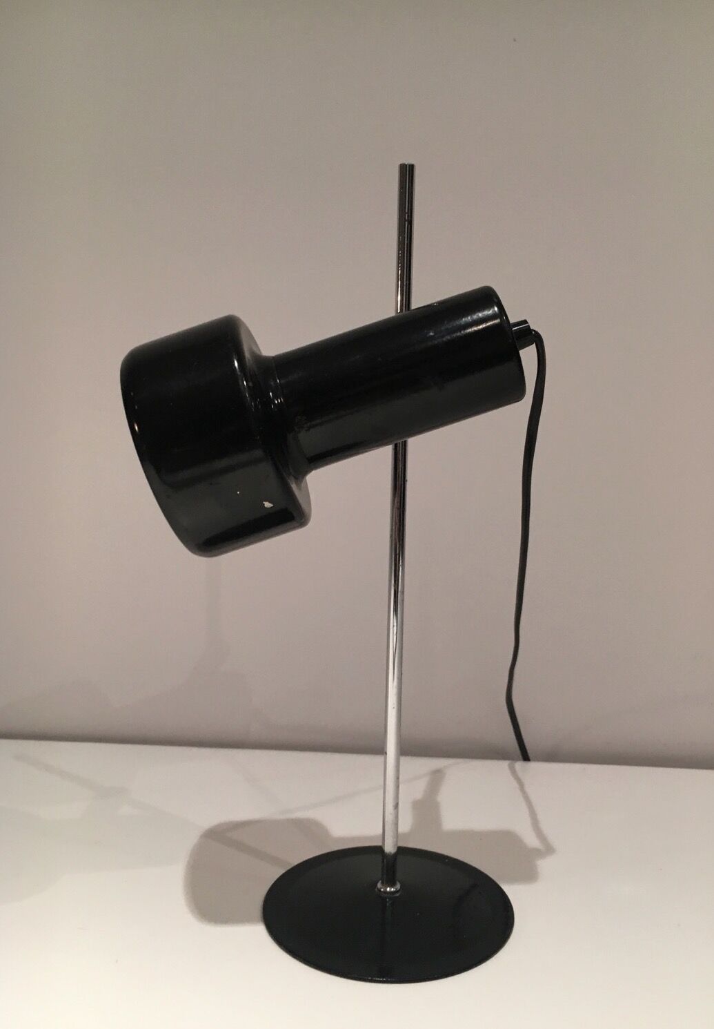 Adjustable lamp in black lacquered metal and chrome France 70s