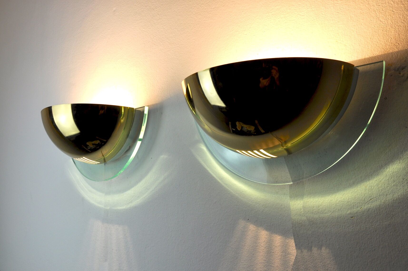 Pair of Regency wall lamps by GS, Demi-lunes, Germany, 1970