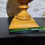 Vintage turned pine table lamp - Maison Verdière - 1970s/80s