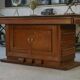 Solid oak table with central pedestal base and storage, Charles Dudouyt, 1950s