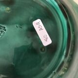 Vintage barbotine salad bowl with lettuce leaf and shrimp