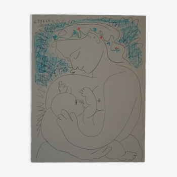 Pablo Picasso : Maternité, Lithographie signée