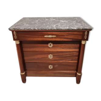 Commode empire à colonnes détachées en acajou fin xixè