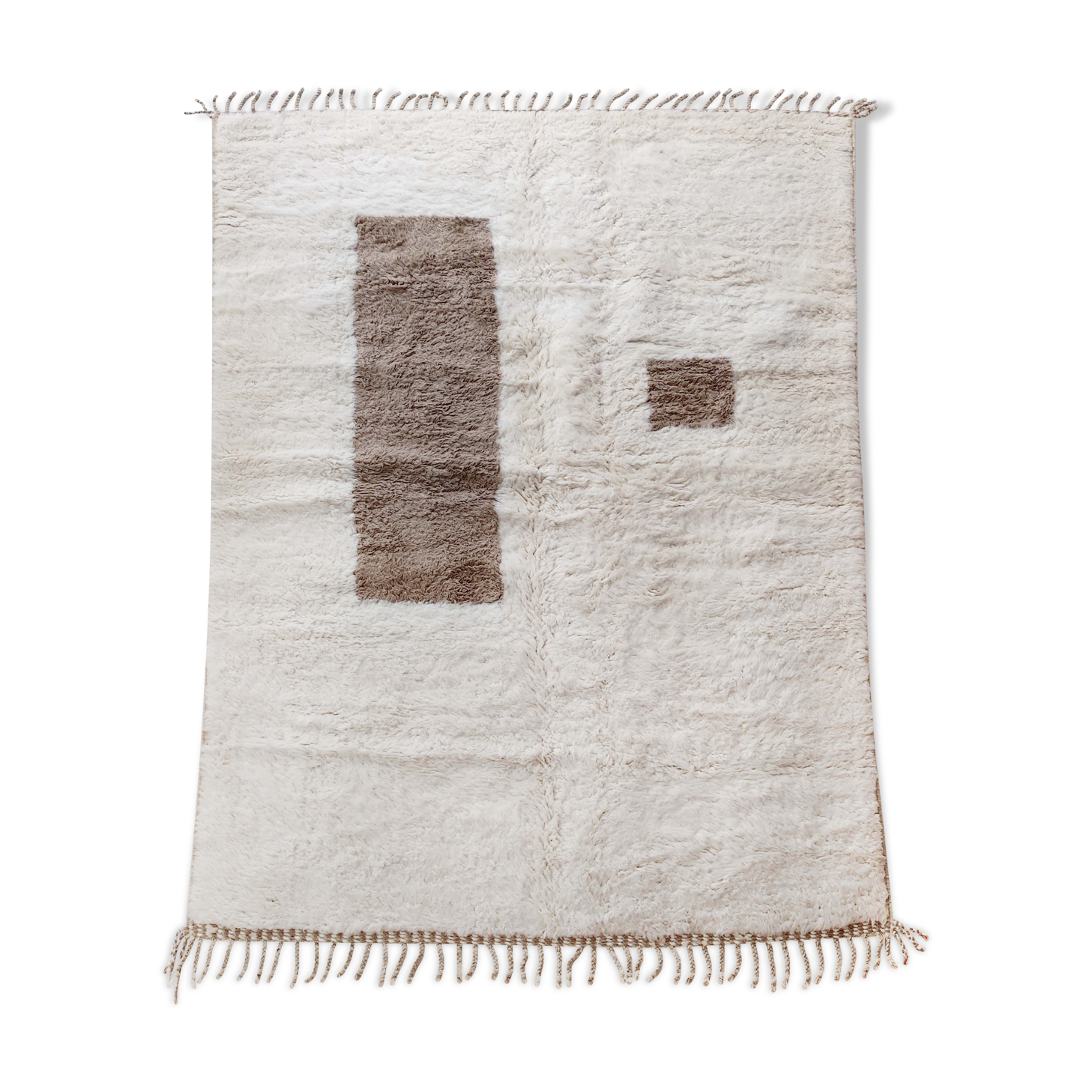 Moroccan Berber carpet Beni ouarain ecru with brown patterns 233x169cm