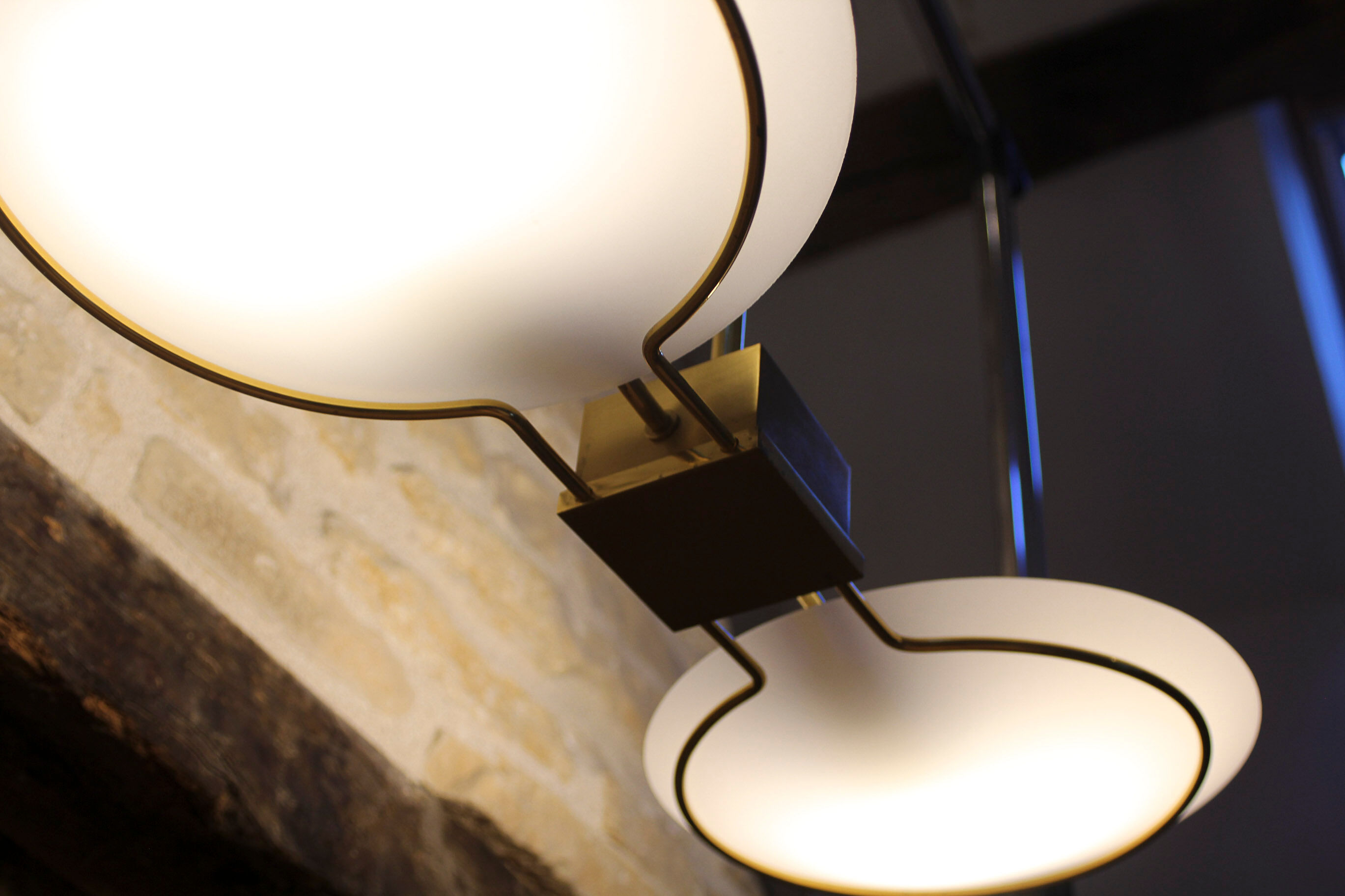 Brass pendant lamp Lucien Gau Paris 70s