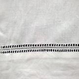 Antique white cotton sheet with DP monogram and openwork in return 2 x 3 m