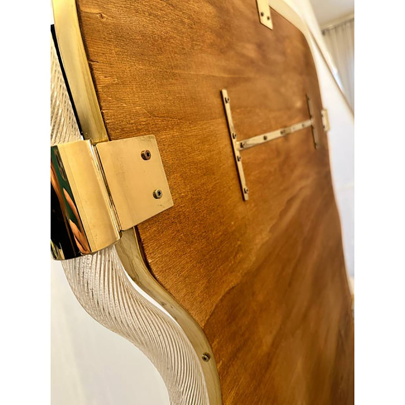 Wave Mirror in Gold "Torchon" Torciglione Glass Design