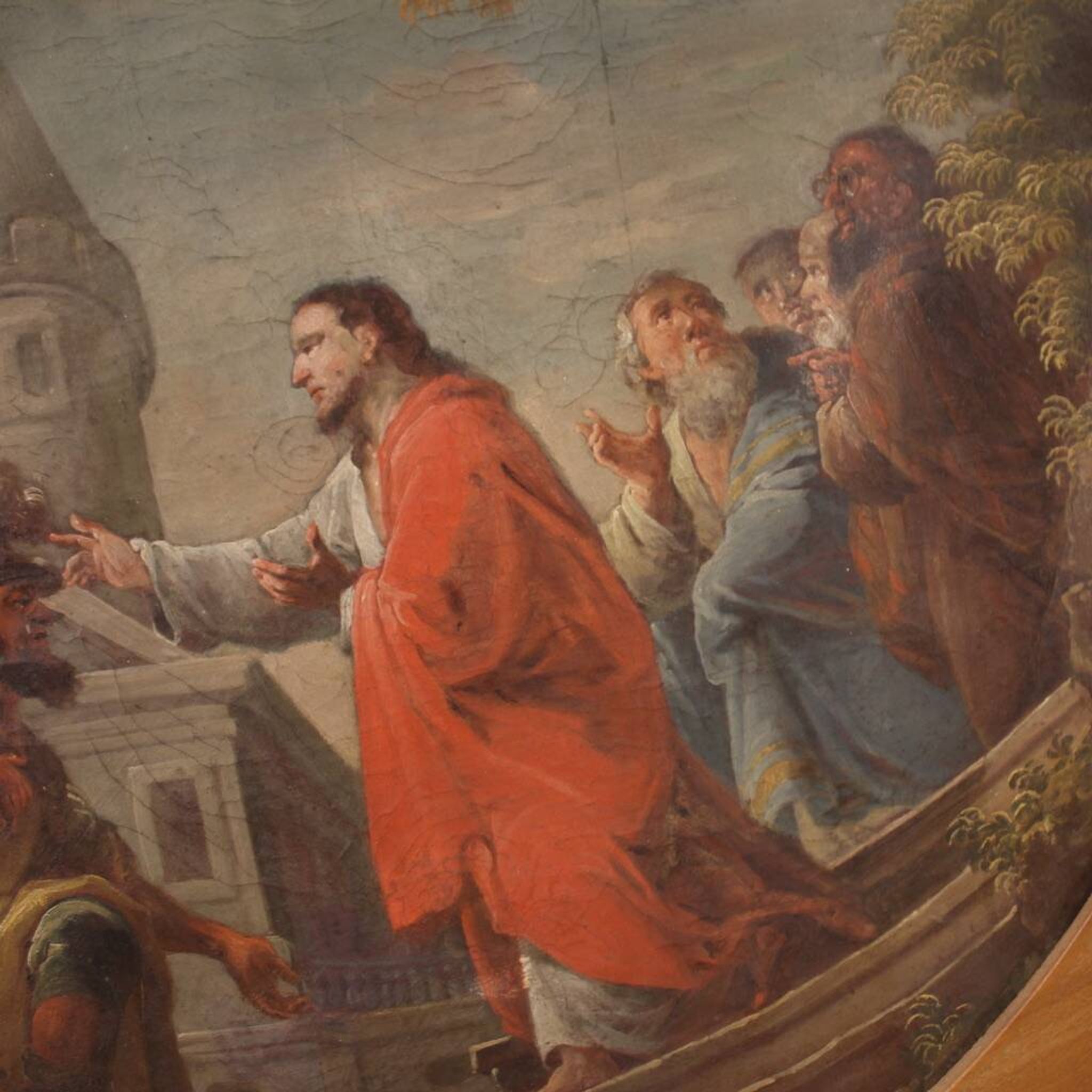 Round painting from the first half of the 19th century, the healing of the centurion's servant