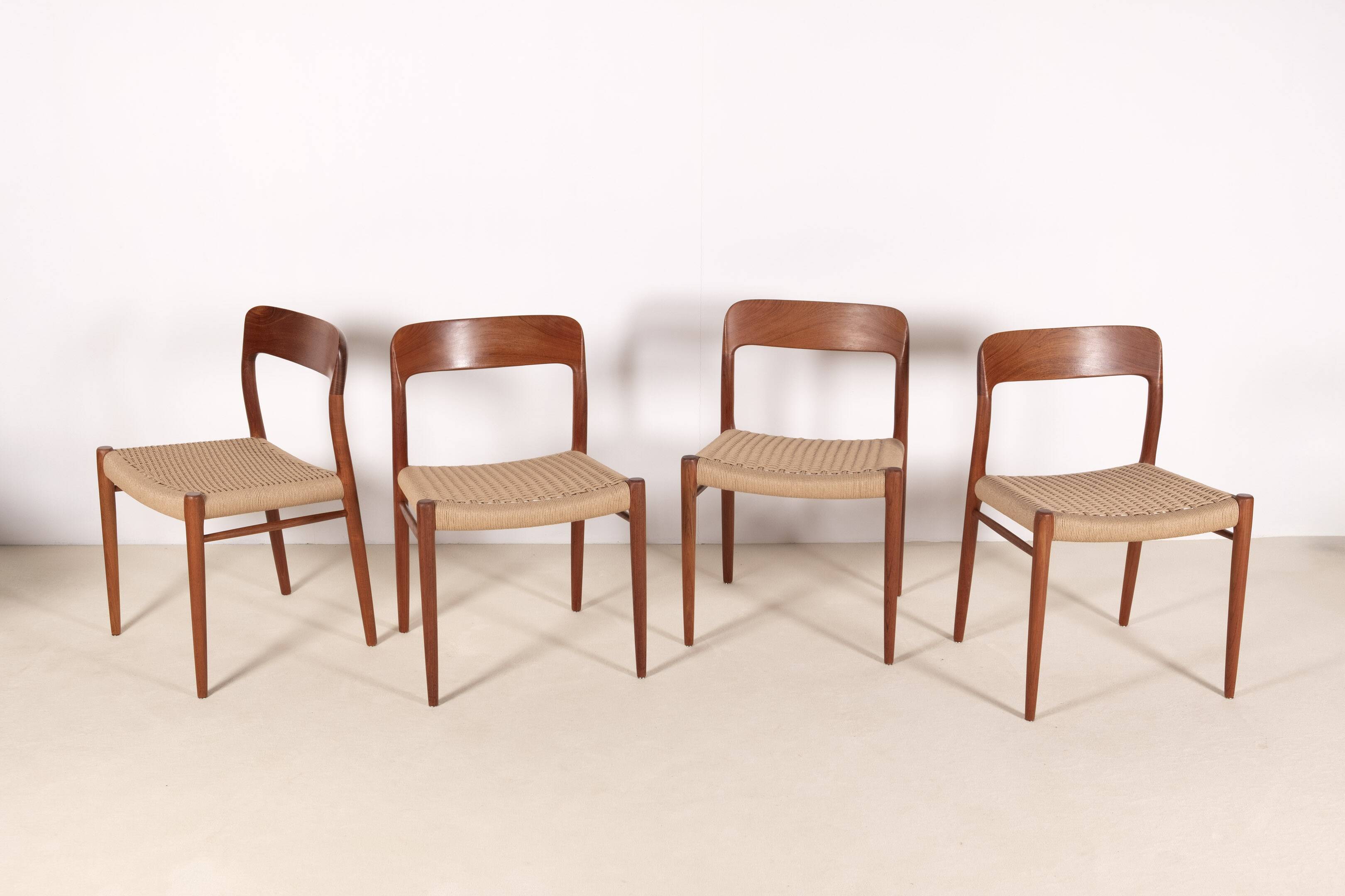 4x Niels O. Møller Dining Chair Model 75 in Teak, 1960s Denmark
