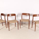 4x Niels O. Møller Dining Chair Model 75 in Teak, 1960s Denmark