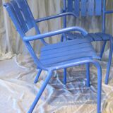 Pair of ultramarine blue garden or patio armchairs