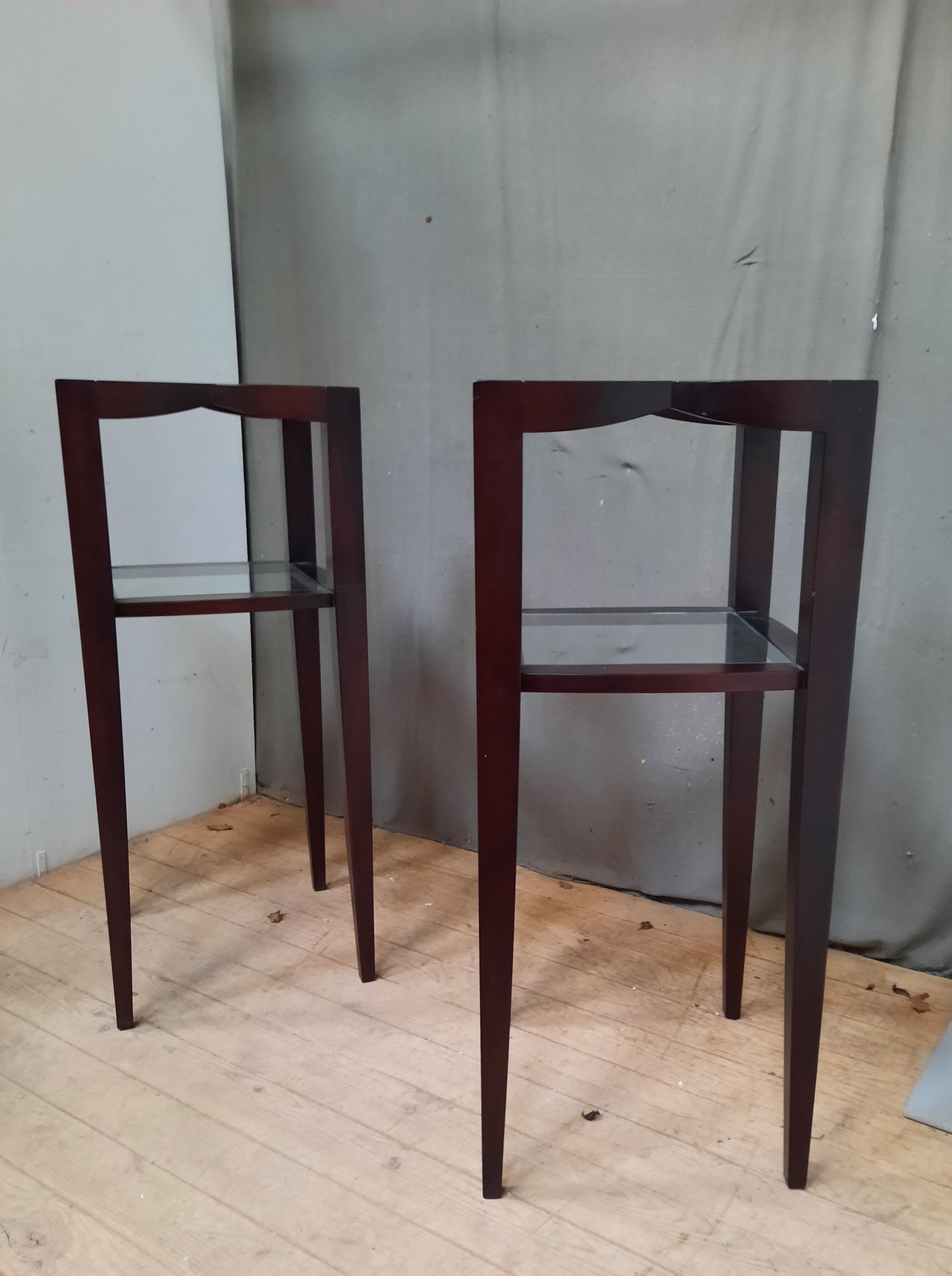 Pair of varnished wood selettes