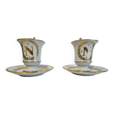 Pair of litre cups from the Second Empire period with imperial decoration of Napoleon I.