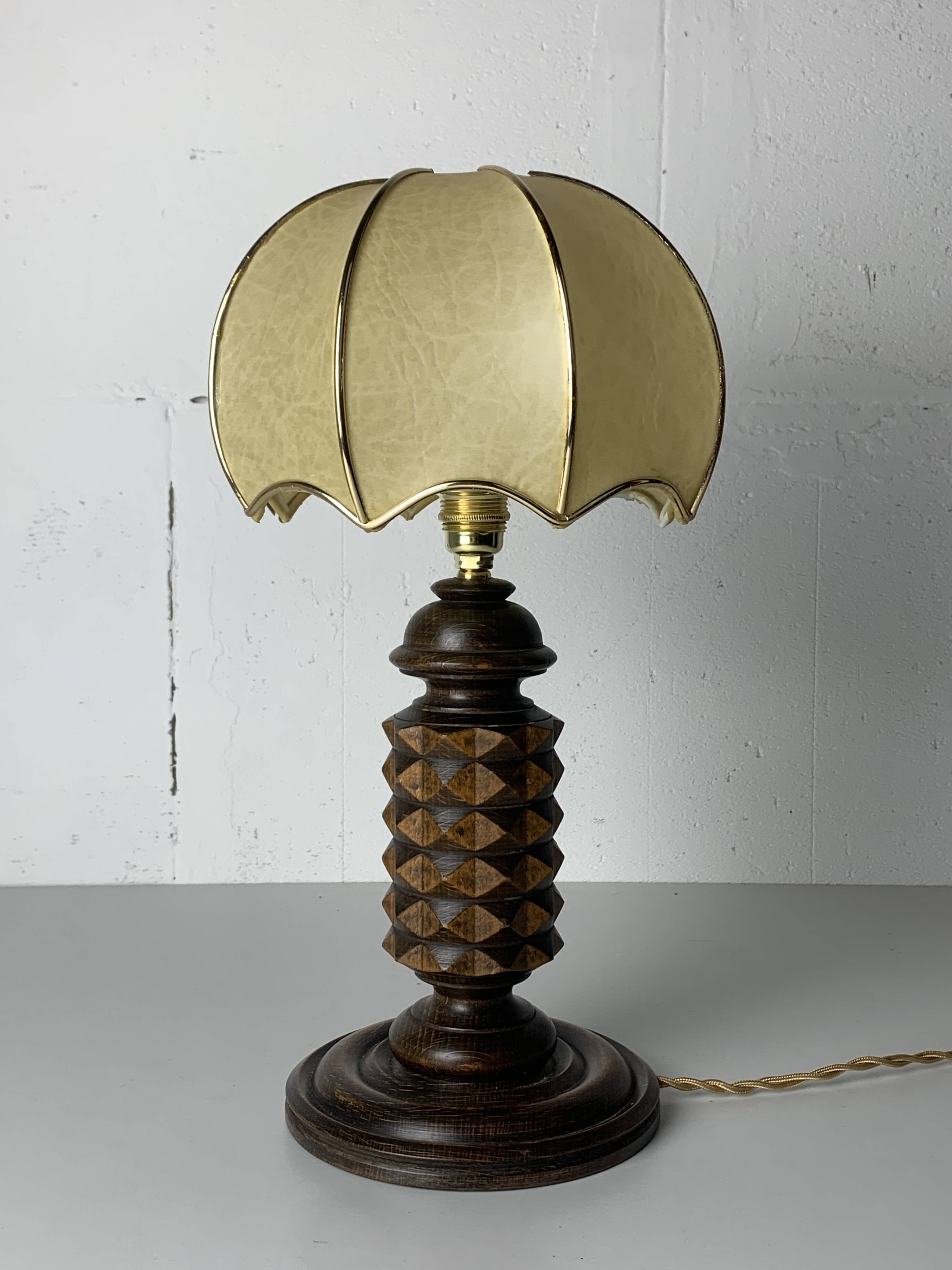 Wood Turned Mushroom Cocoon Table Lamp in the style of Charles Dudouyt