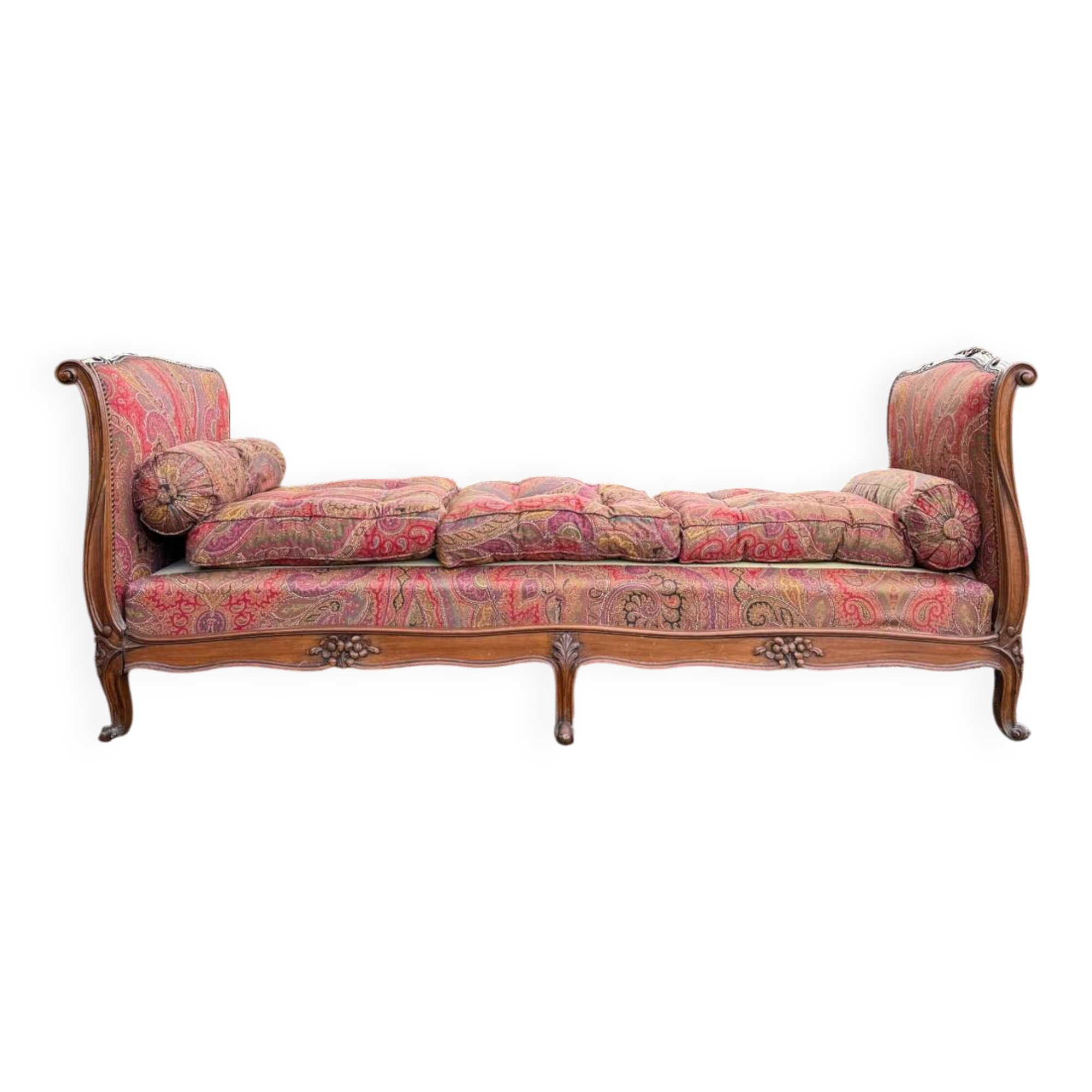 Bench, Daybed in Walnut, Louis XV Style, 19th Century