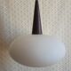 Louis Kalff teak and opaline pendant light, Philips