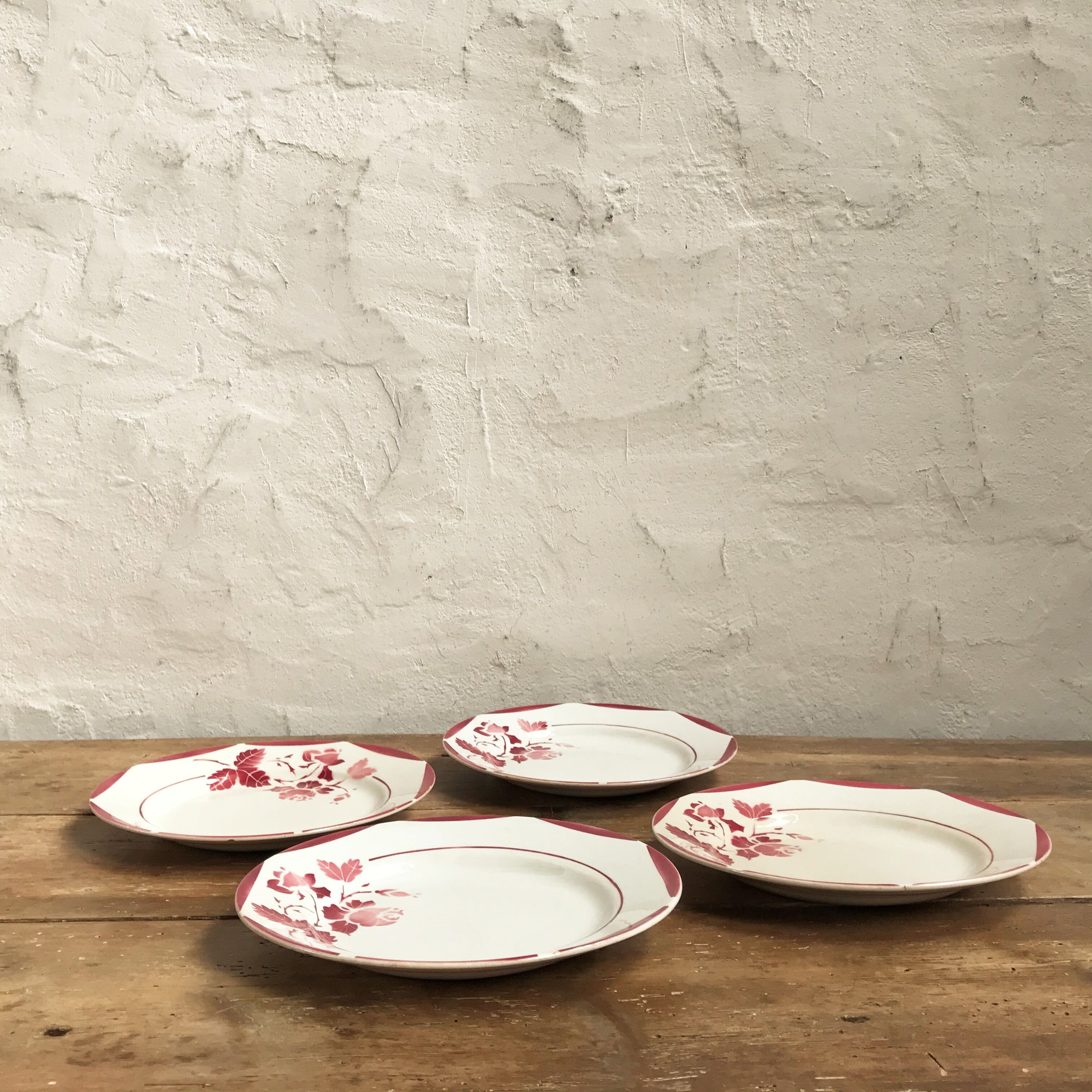 Four Gien porcelain plates