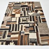 5x7 Brown & Cream Handmade Vintage Kilim Rug, 149x200Cm