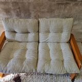 Pine sofa two places 1960 Vintage