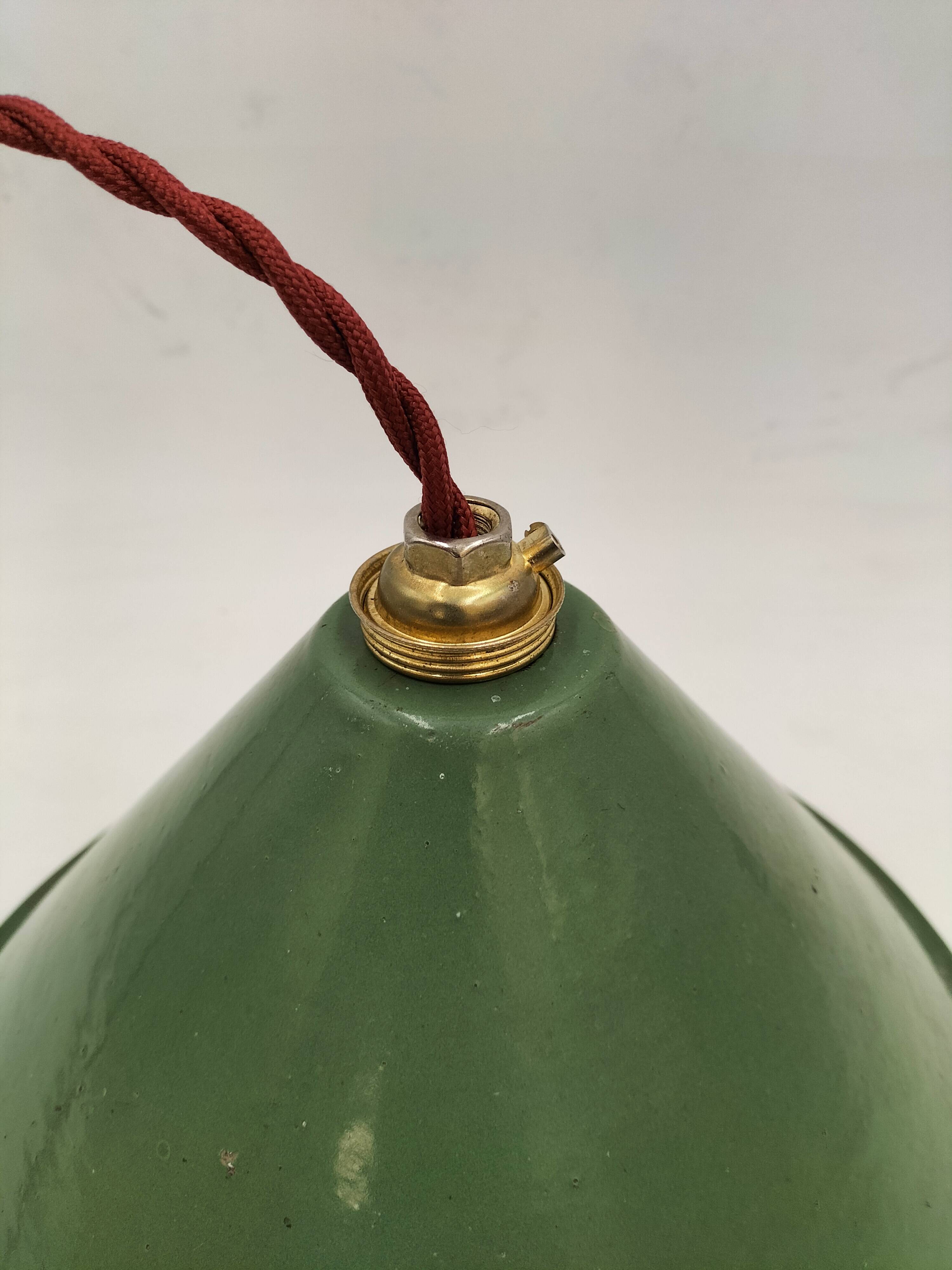 Enameled sheet metal cone pendant light